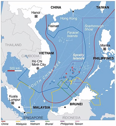 carte iles artificielles Chine 